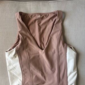 Abercrombie & Fitch Mauve Sports Bra Tank with White Side Panels